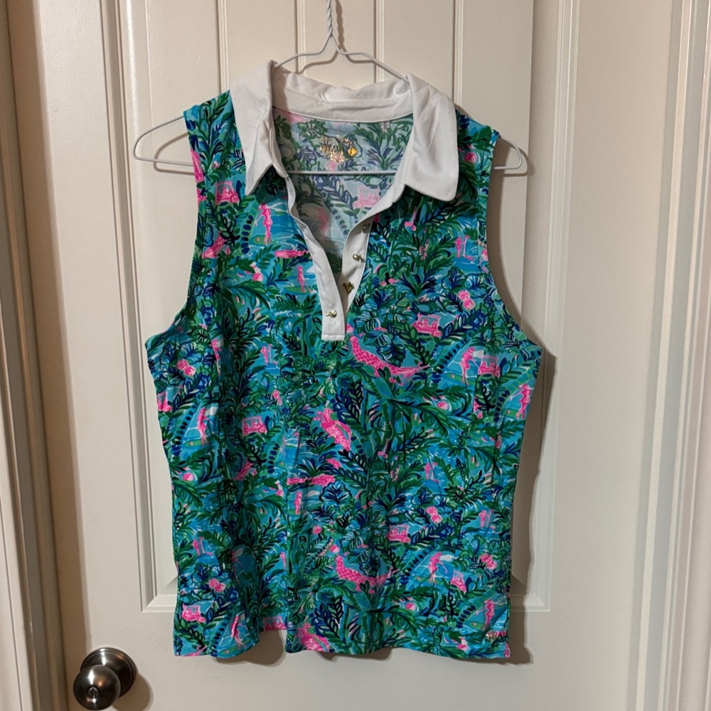Lilly Pulitzer Luxletic Blue and Green Floral Top